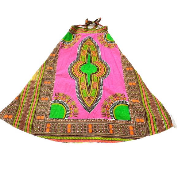 Look at Me Skirt Wrap 100% Cotton Maxi One Size India Pink Green Ties Ethnic - Picture 1 of 6